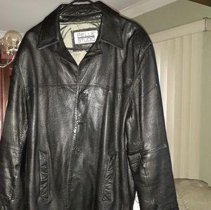 Men's black leather coat